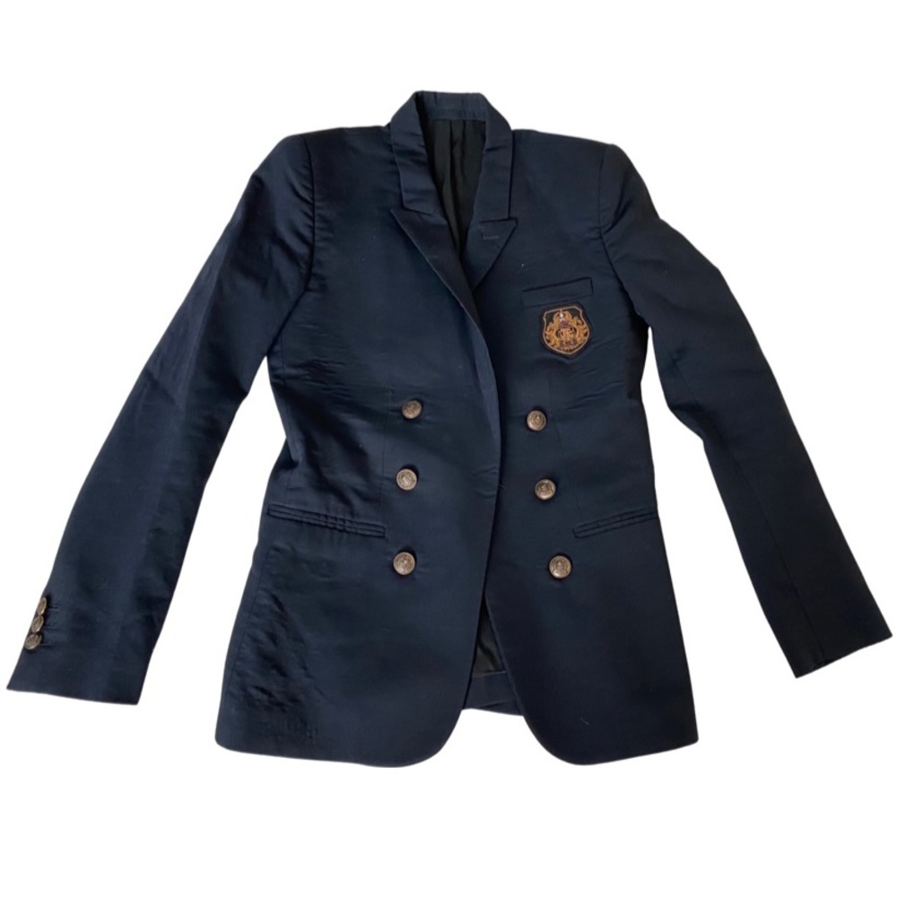 The Kooples Navy Blazer Patch Gold Logo Buttons